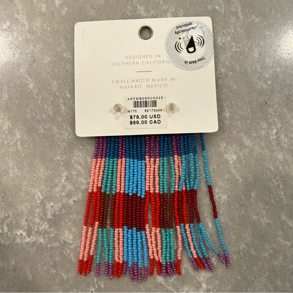 Anthropologie Casa Clara Rainbow Beaded Fringe Earrings - Picture 3 of 4